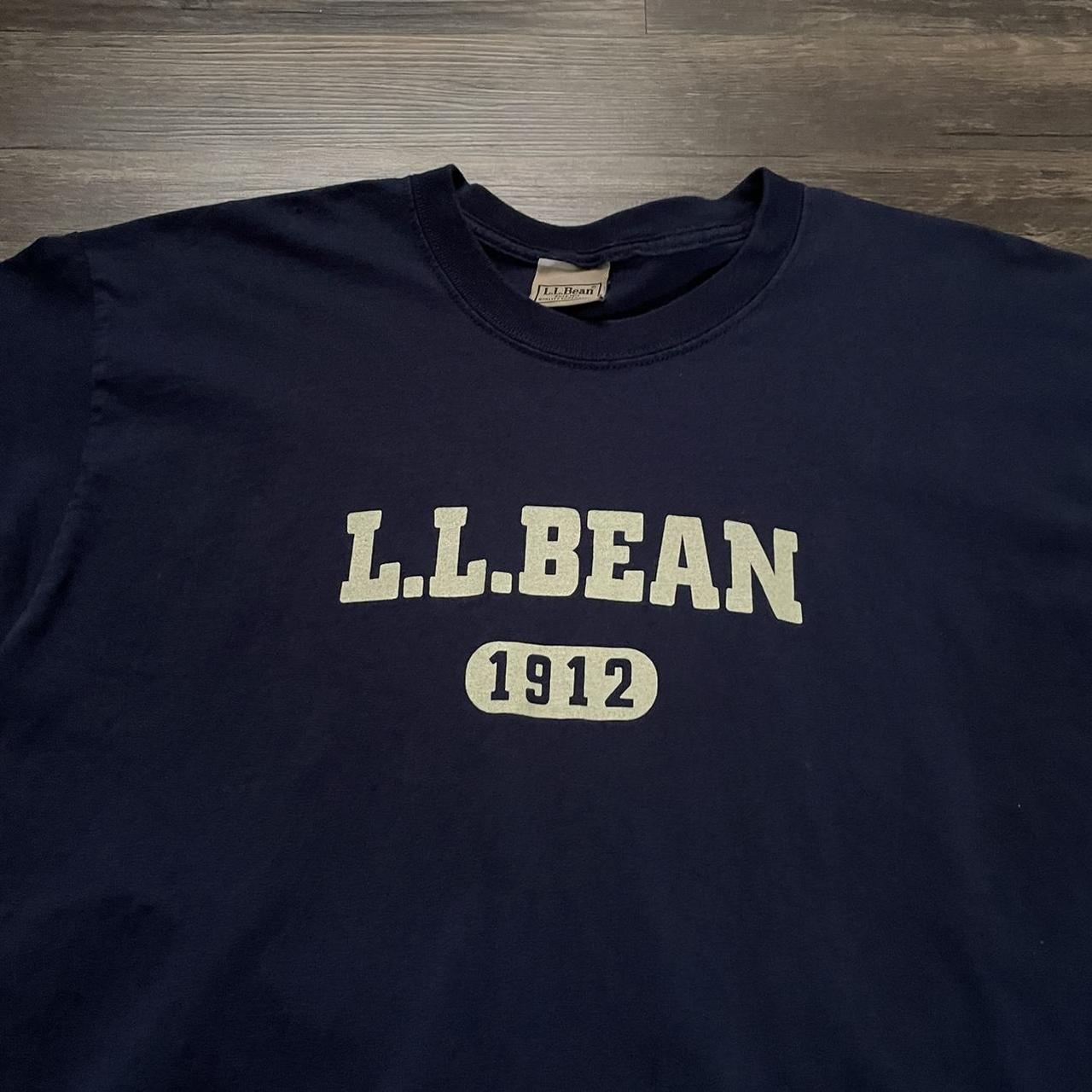 Vintage LL Bean Spell Out Logo TShirt Navy blue... Depop