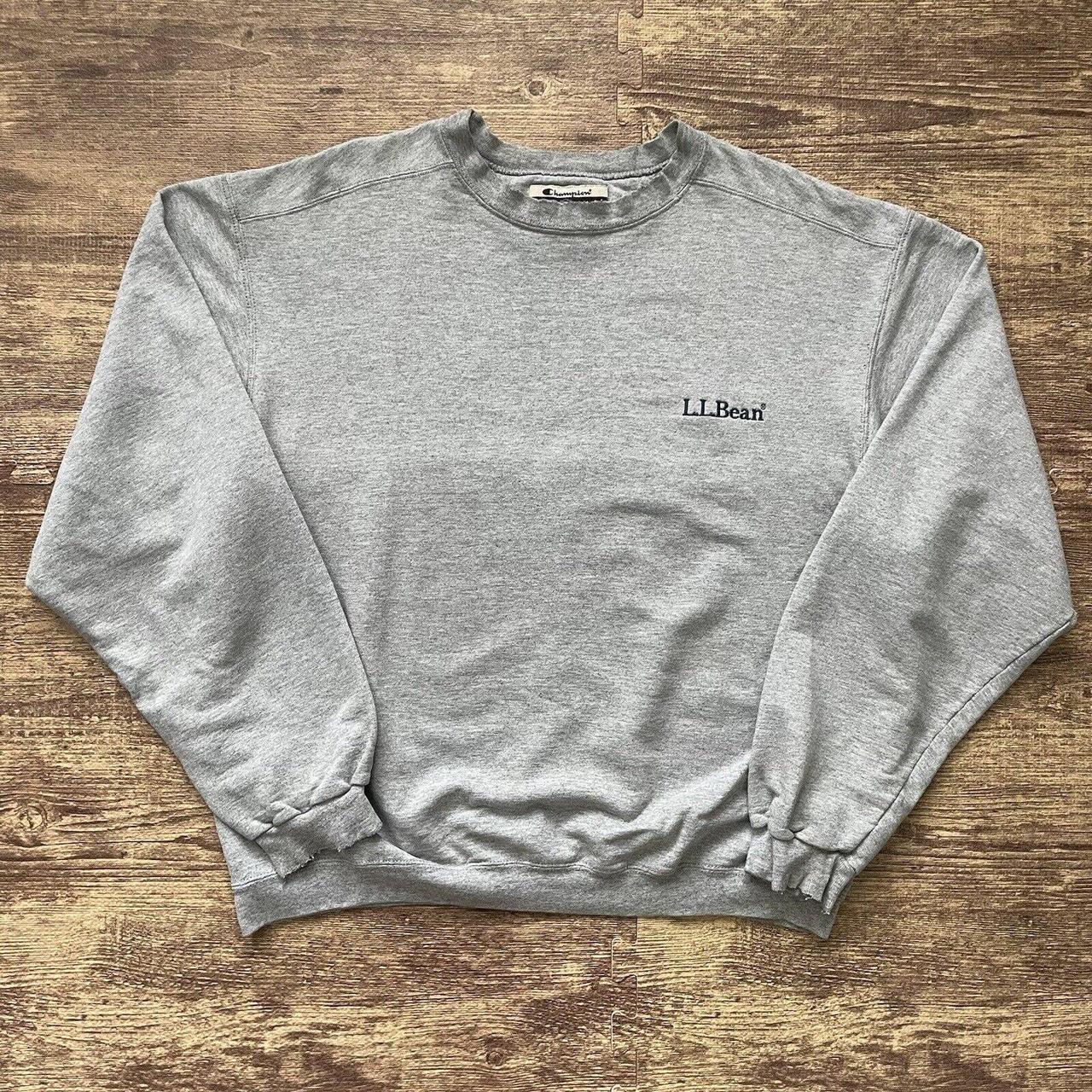 Vintage LL Bean Champion Crewneck Sweatshirt Gray... - Depop