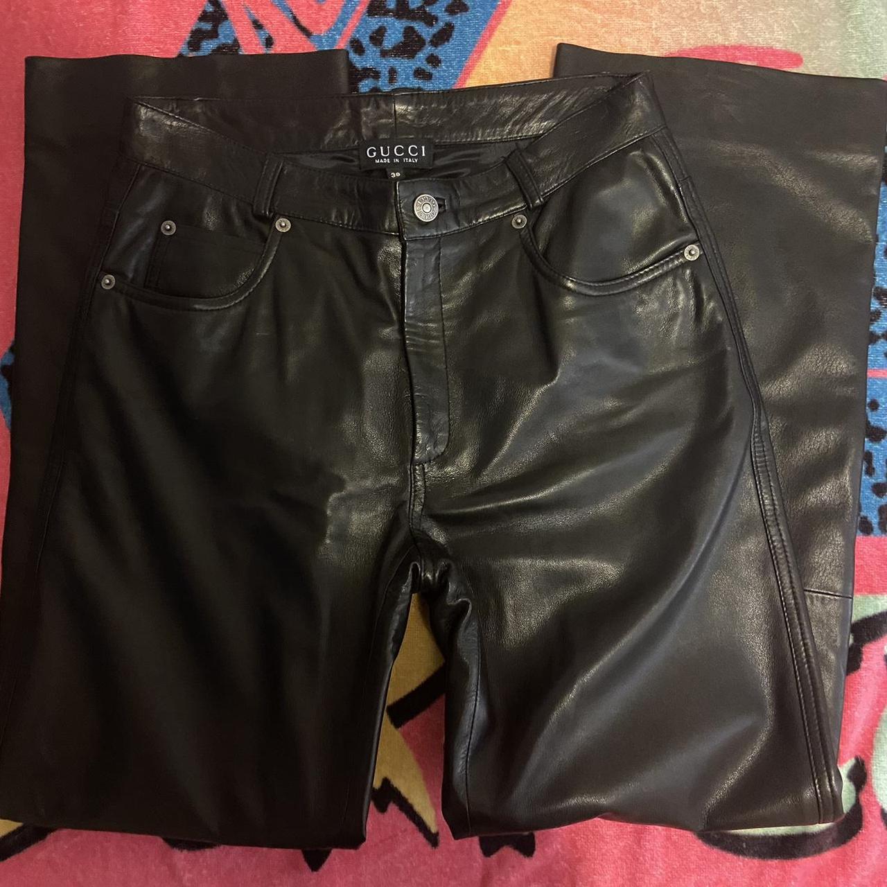 GUCCI LEATHER PANTS SIZE 38 Too small on me... - Depop