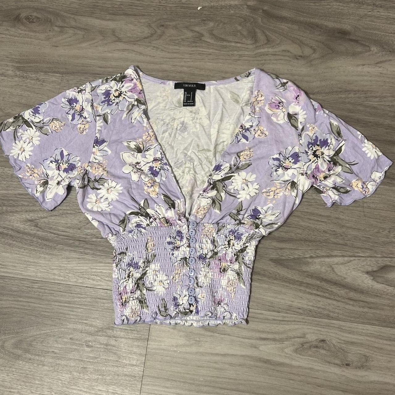 Forever 21 Purple Floral Top, Size S, #floral #cute