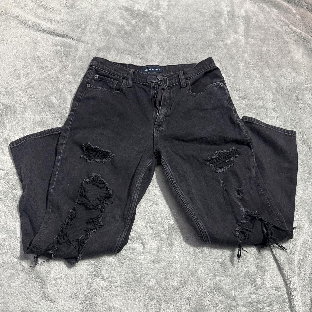 Aeropostale Women's High waisted Distressed Jeans Black