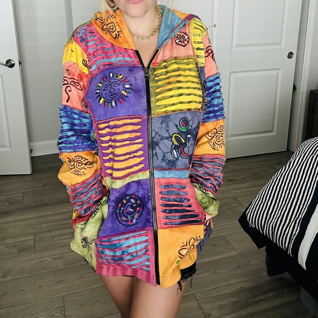 Women's Jacket - Multi - XL – Rainbow patchwork z… - image 2