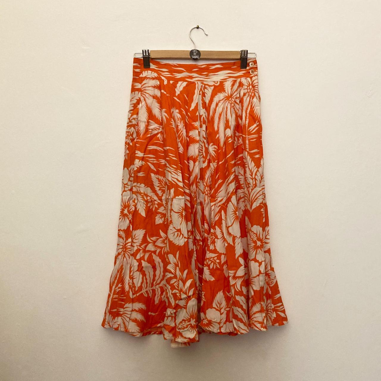 VINTAGE ORANGE & WHITE PRINTED SKIRT Gonna vintage... - Depop