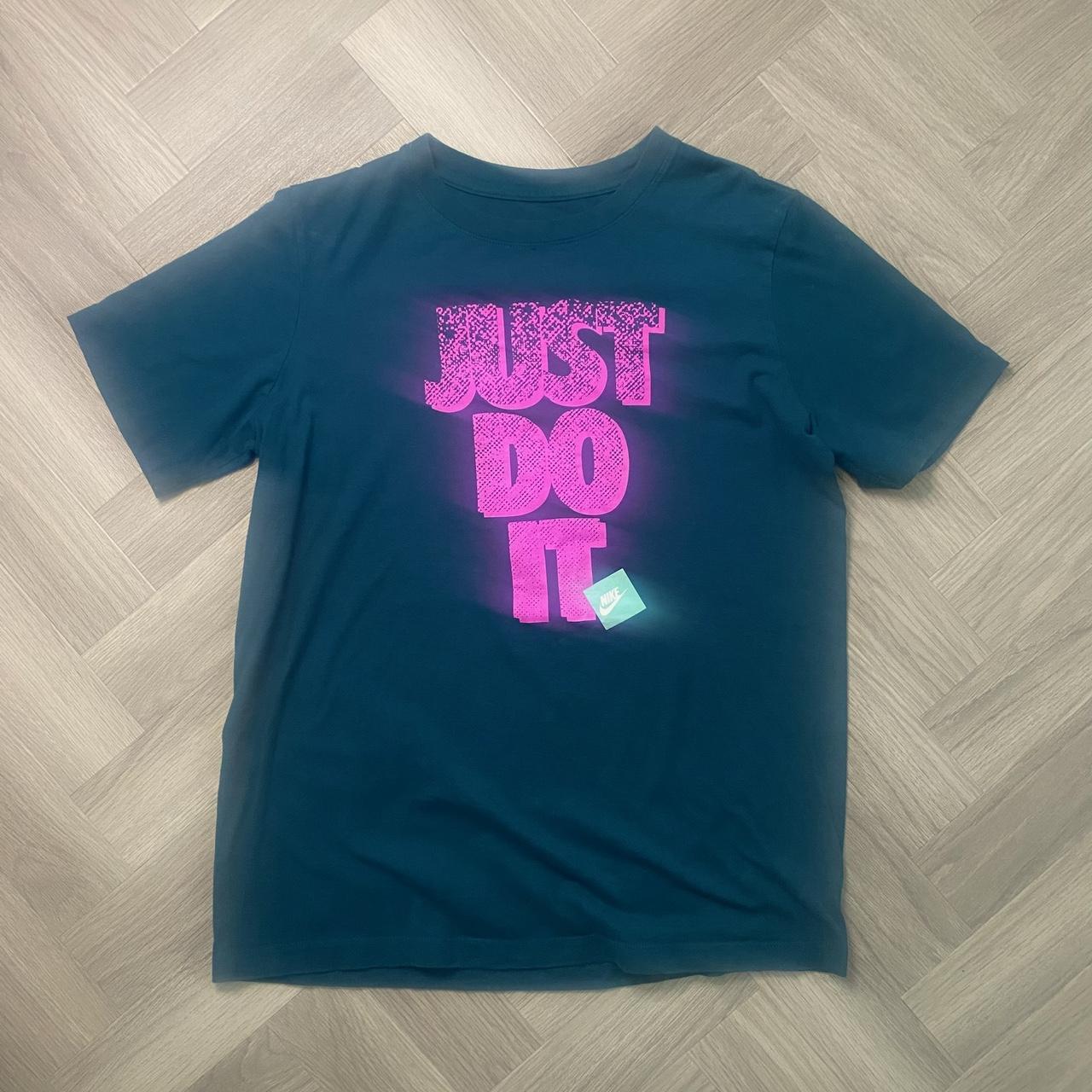 pink and green nike shirt