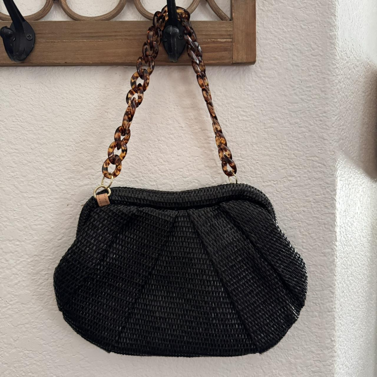 Cute Black Shoulder Bag Tortoise Plastic Chain Strap Depop