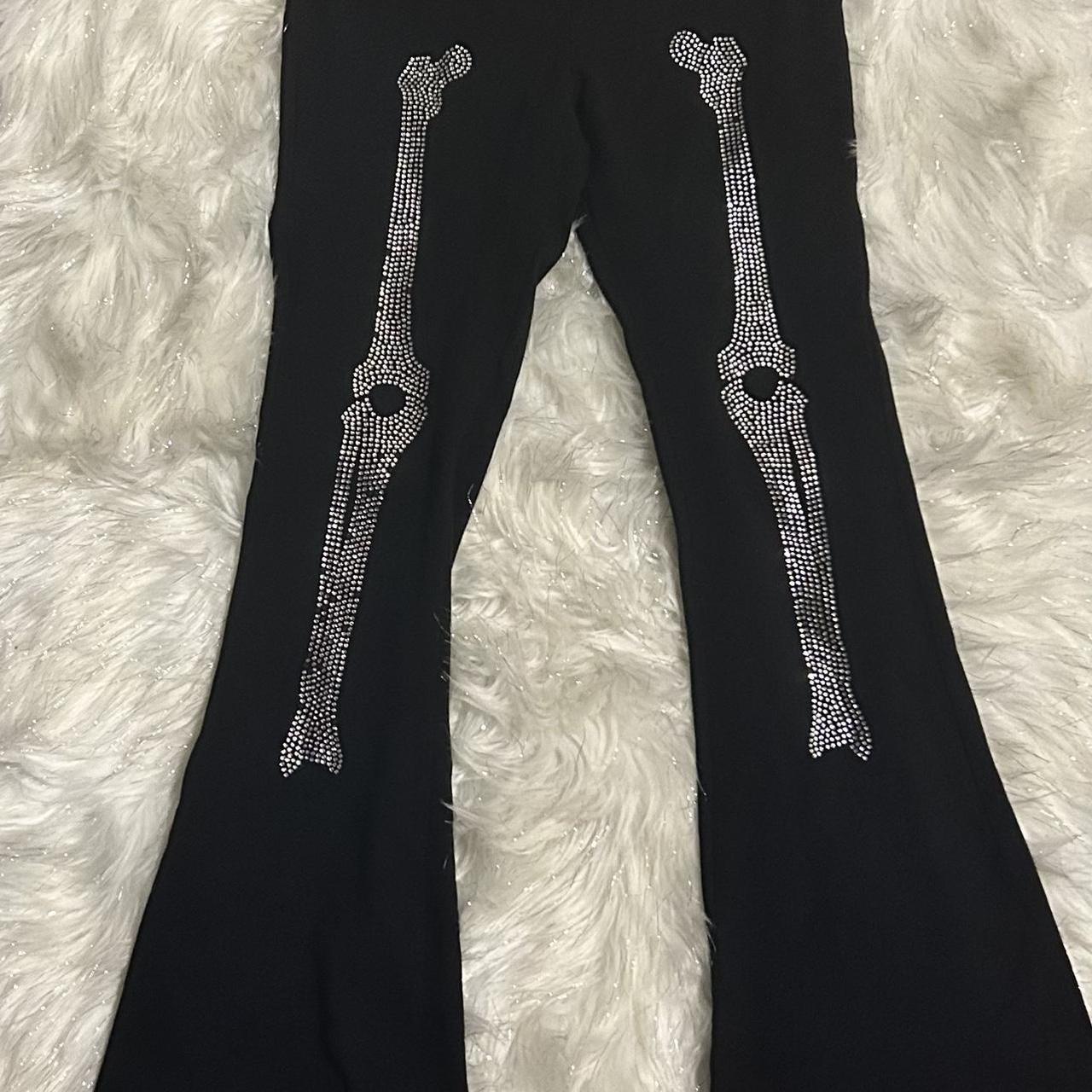 FOREVER 21 skeleton rhinestone leggings flare