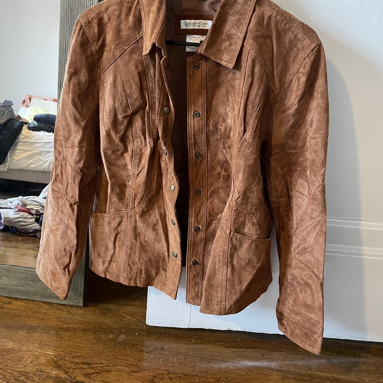 Coldwater creek brown leather jacket. Sizing is M L. Depop