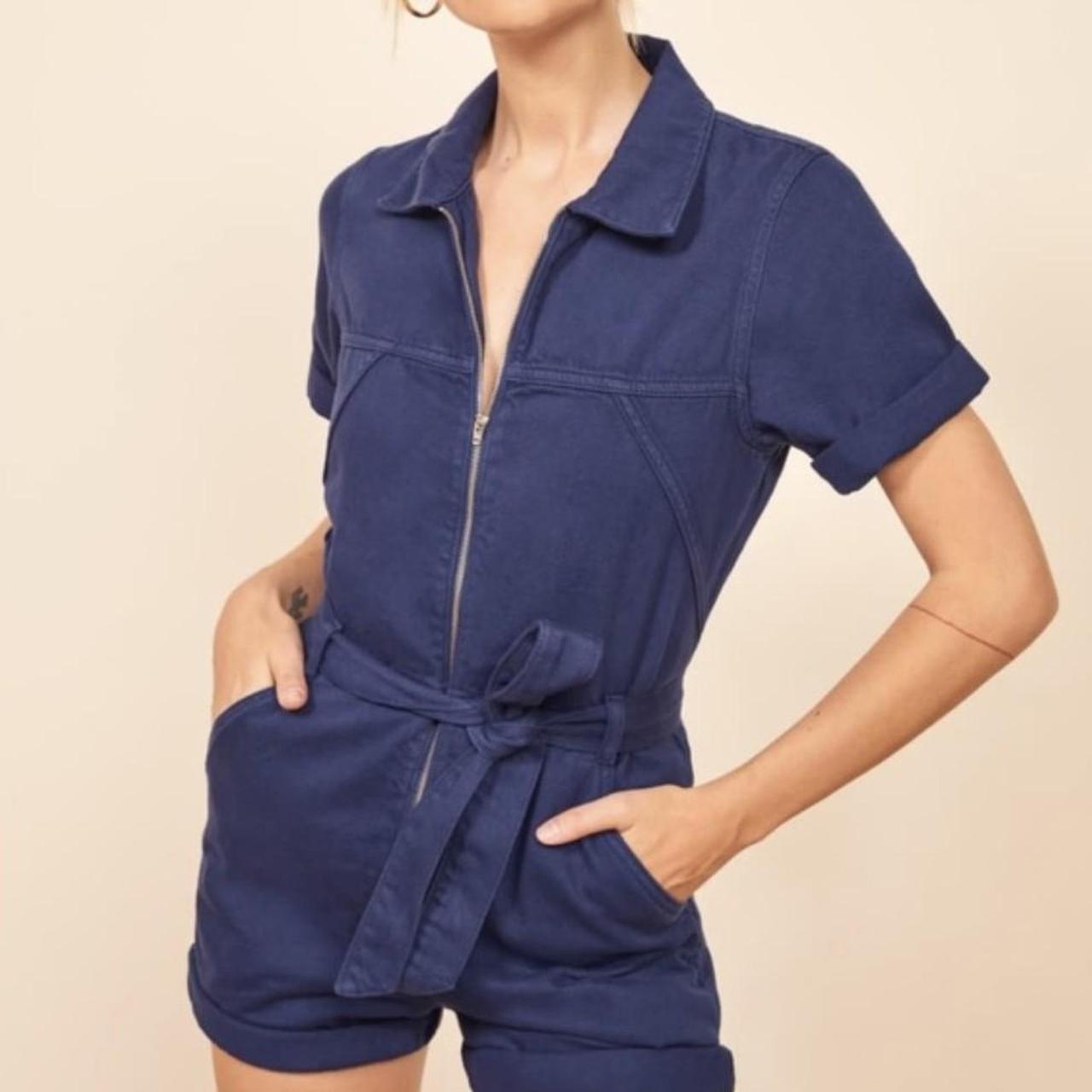 Reformation Sadie Vintage White Belted Denim Romper hotsell Playsuit Jumpsuit US 0