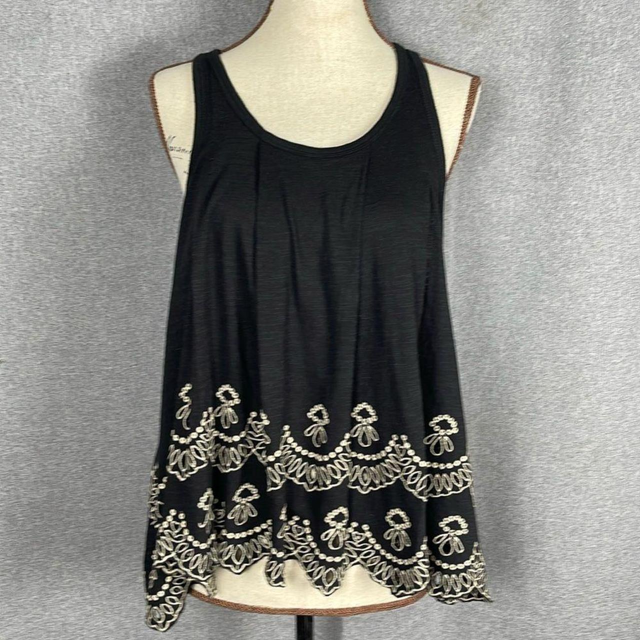 FREE PEOPLE BLACK EMBROIDERED TANK store TOP MEDIUM NEW!