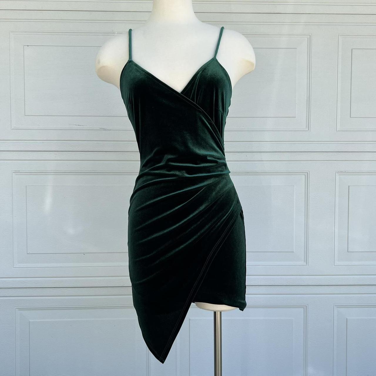 Windsor Green velvet wrap dress with straps this. Depop