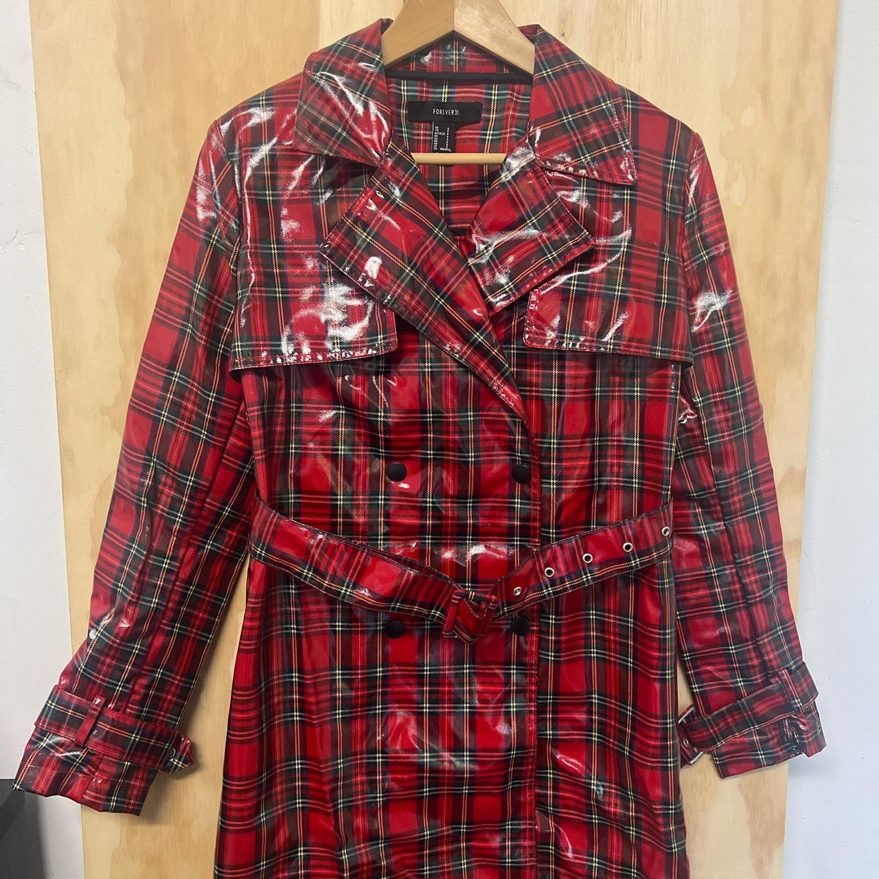 Forever shops 21 plaid trench coat size small