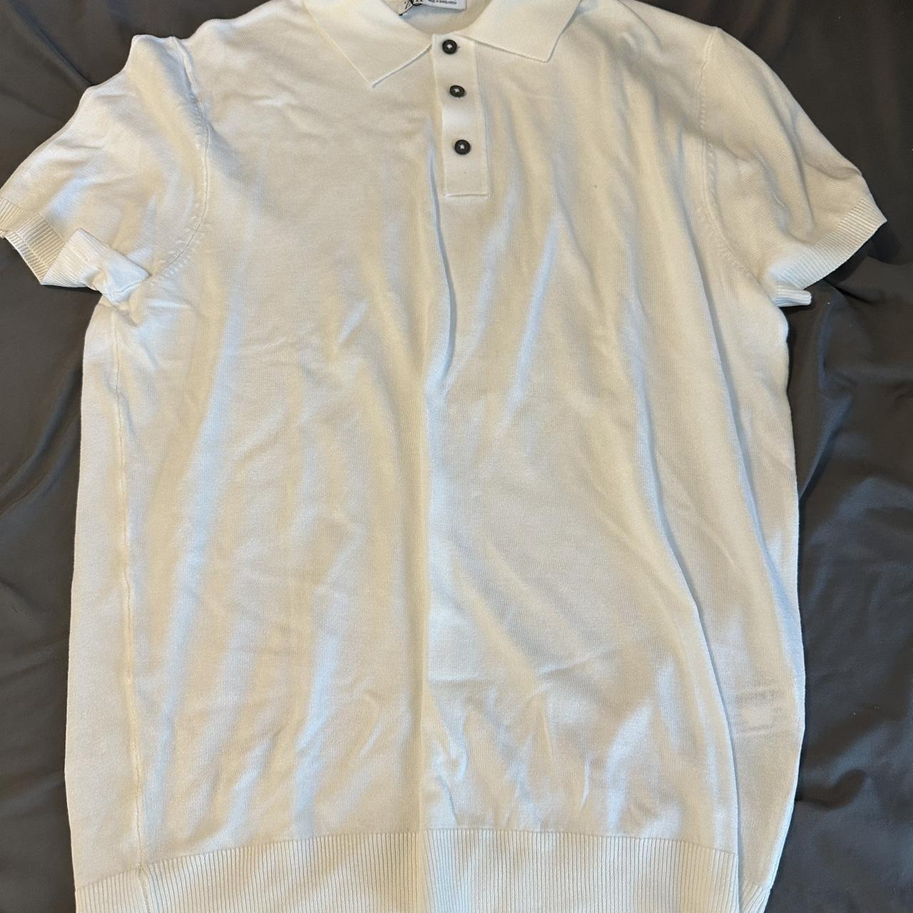 Knit Polo Zara White Polo Shirt Zara Men White Panelled Knitted