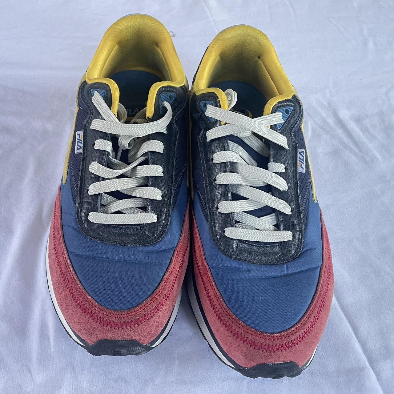 Red blue and yellow Fila shoes box included Men s. Depop