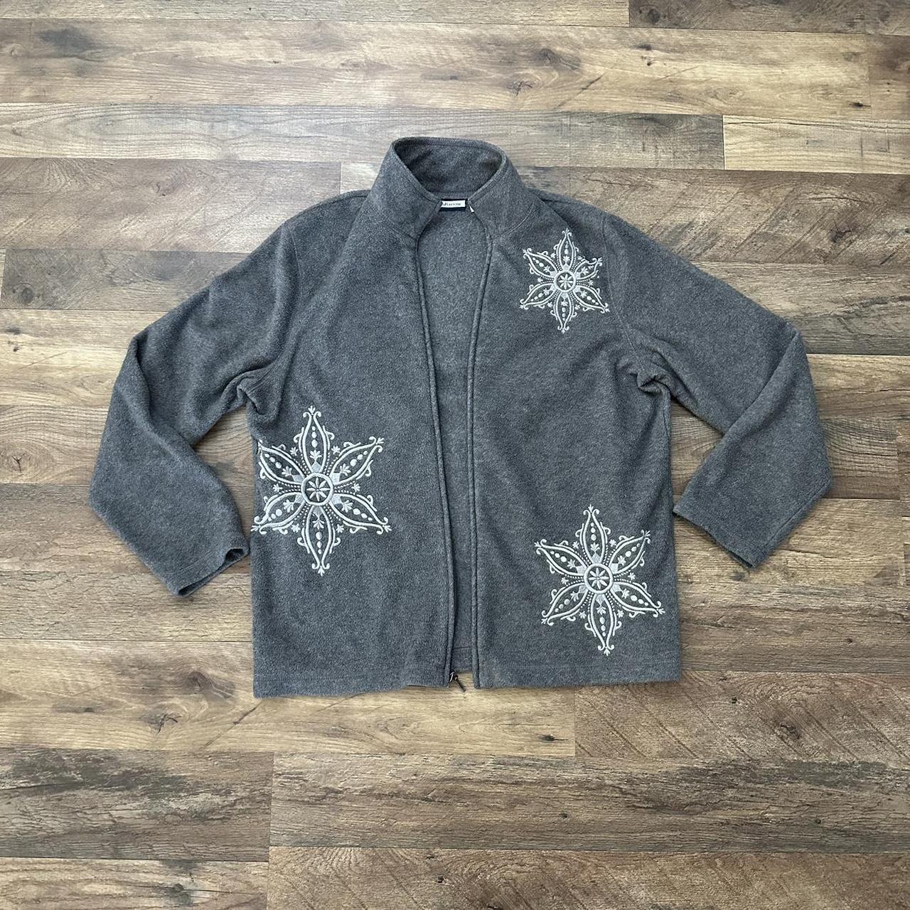 Croft Barrow Fleece Full Zip Snowflake Embroidered. Depop