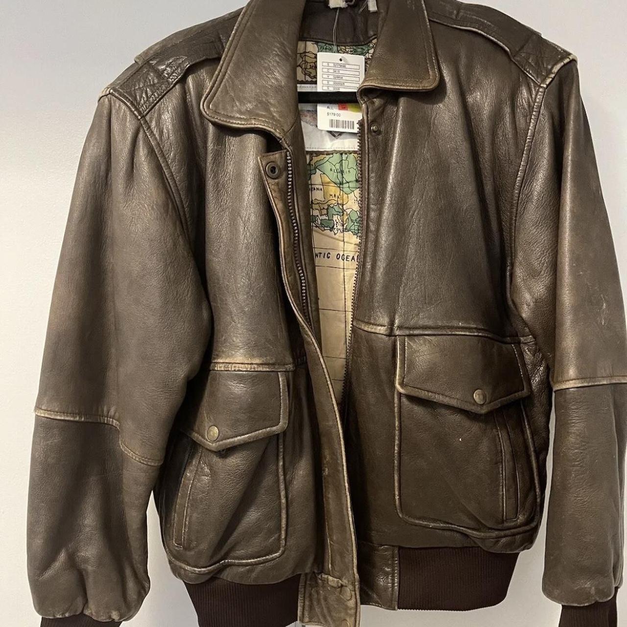 Genuine vintage brown leather jacket Size... - Depop