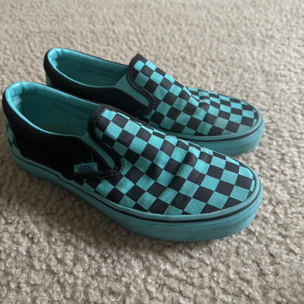 Black and teal checkered vans online