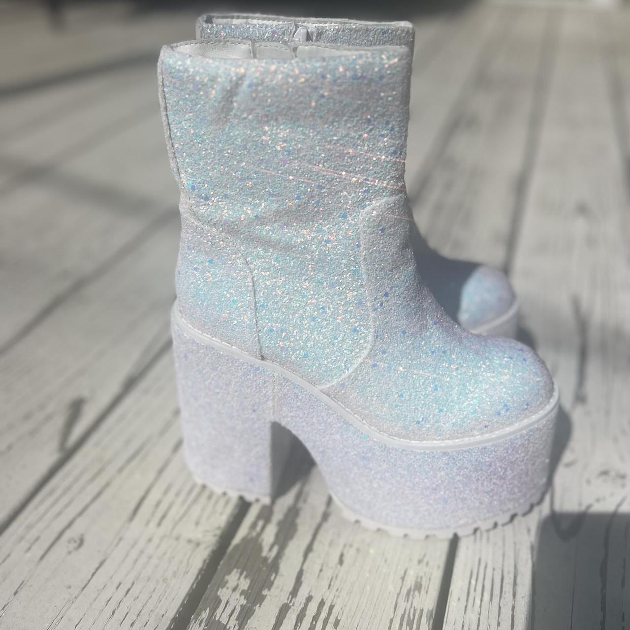 Y.R.U. / Dolls Kill - White Krush Glitter Platform | Depop