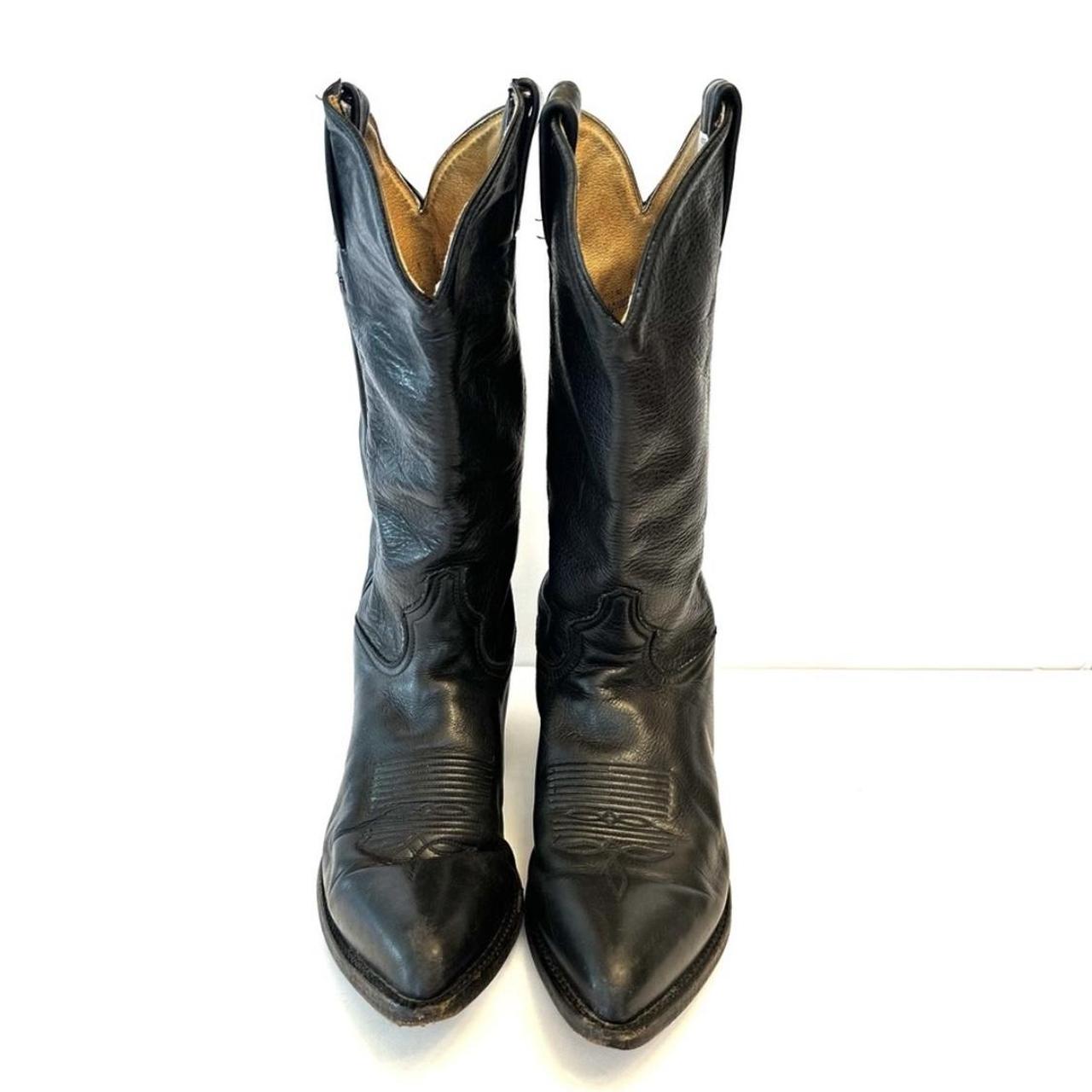 Vintage Black Tony Lama Womens Cowboy Boots Love Depop