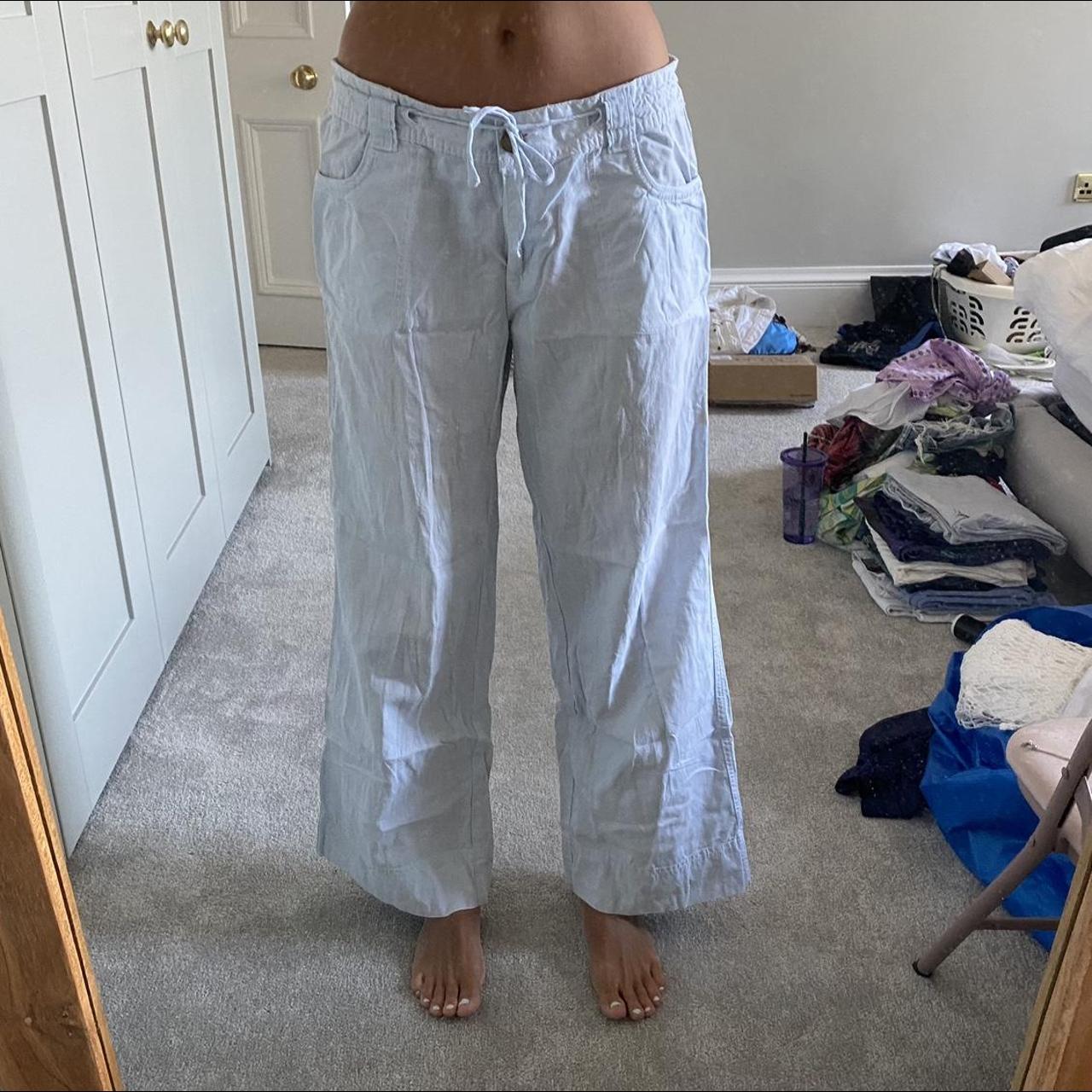 Baby blue linen trousers Super comfortable Depop