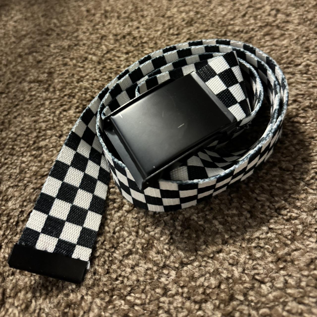 Black and white checkered belt best sale