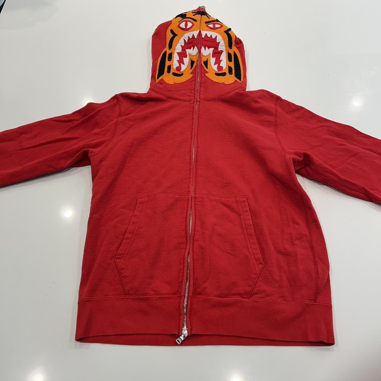 BAPE red and orange tiger hoodie Size L. Funthera