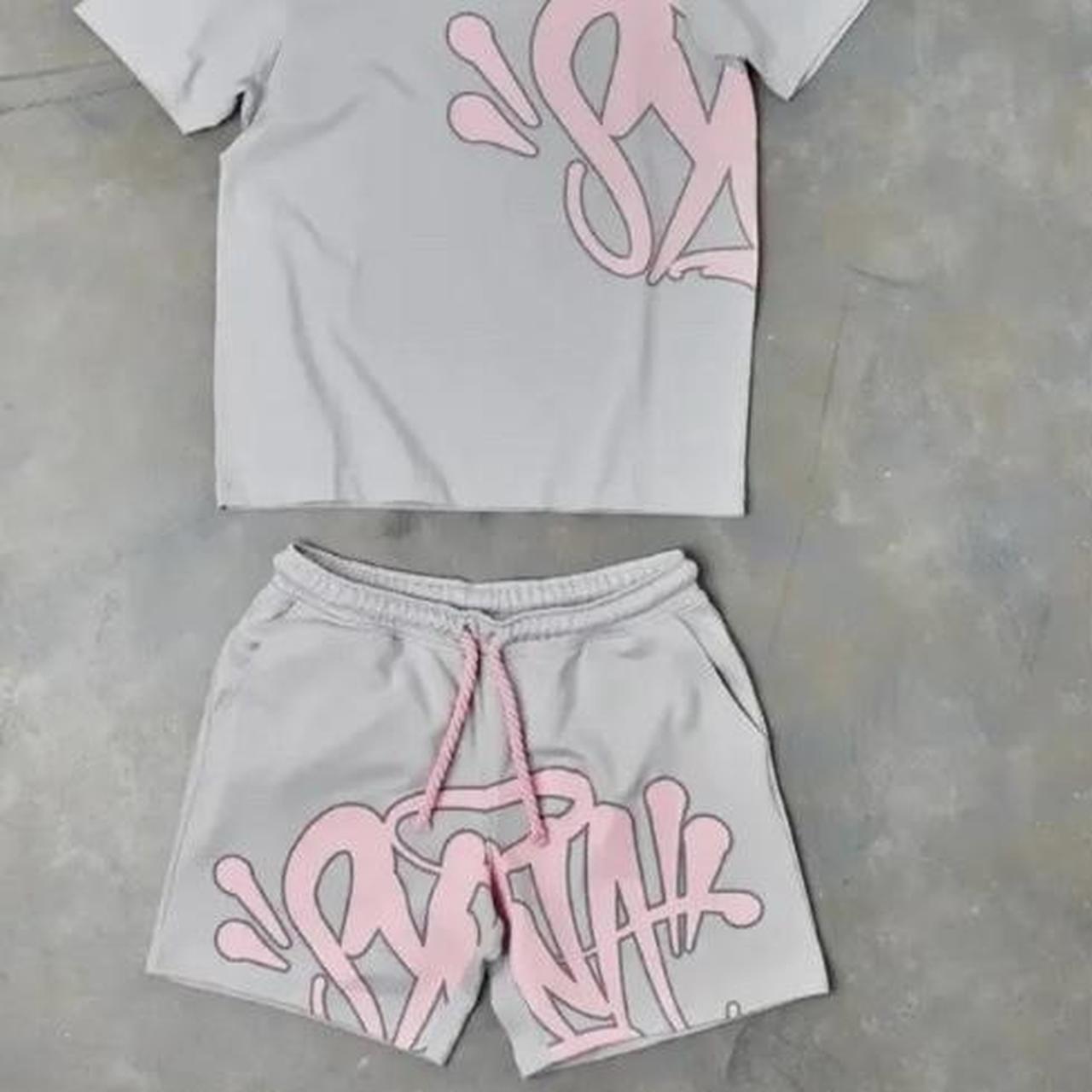 Syna world pink and grey short set Medium Brand... - Depop