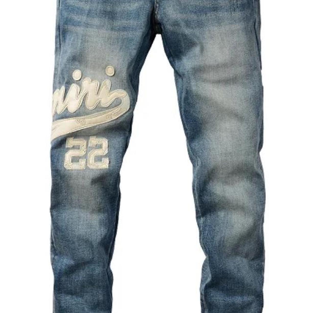 Y2K style blue and white AMIRI Jeans