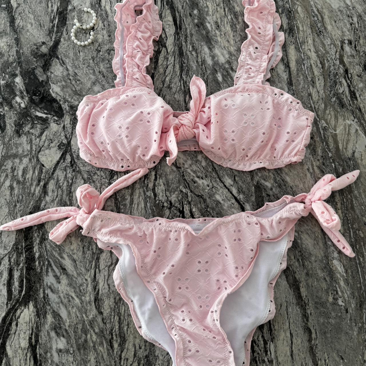 Pink ruffle swimsuit deals