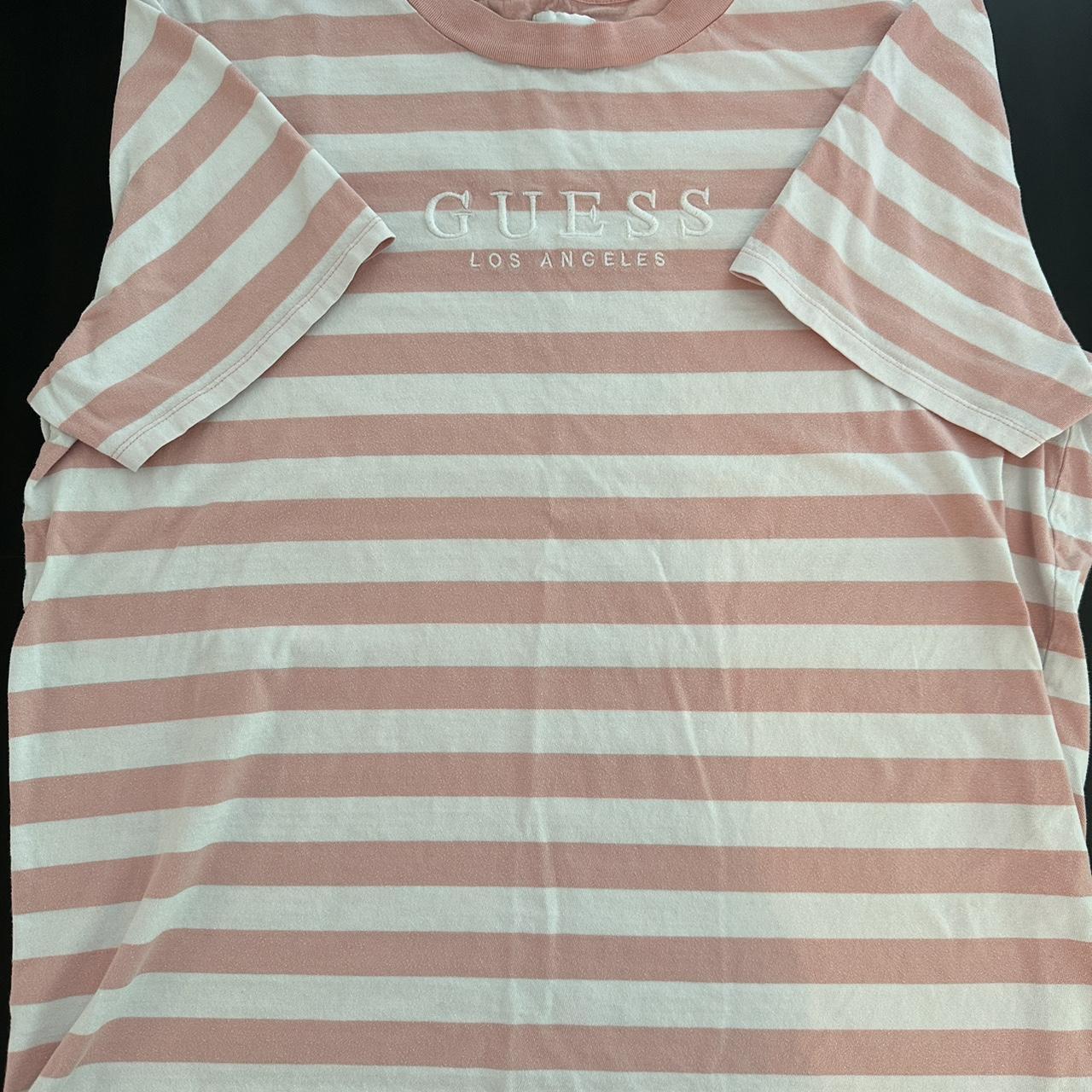 Men s pink and white striped Guess tee. Used in