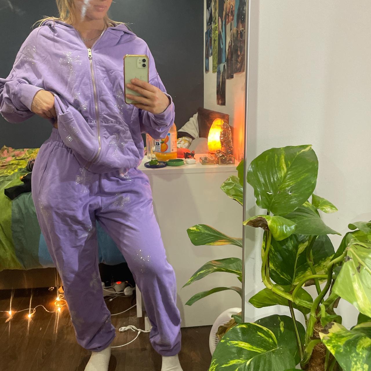 UNKNOWN LDN Purple Rhinestone Tracksuit, Size...