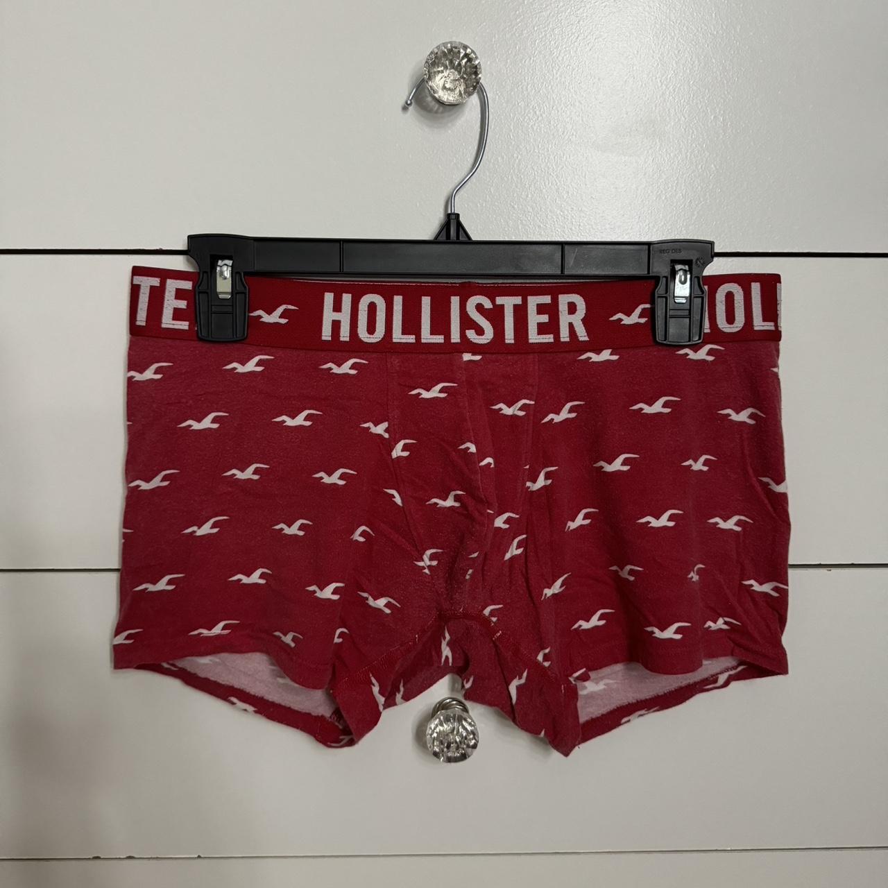 Hollister Co. red and white boxer shorts Depop