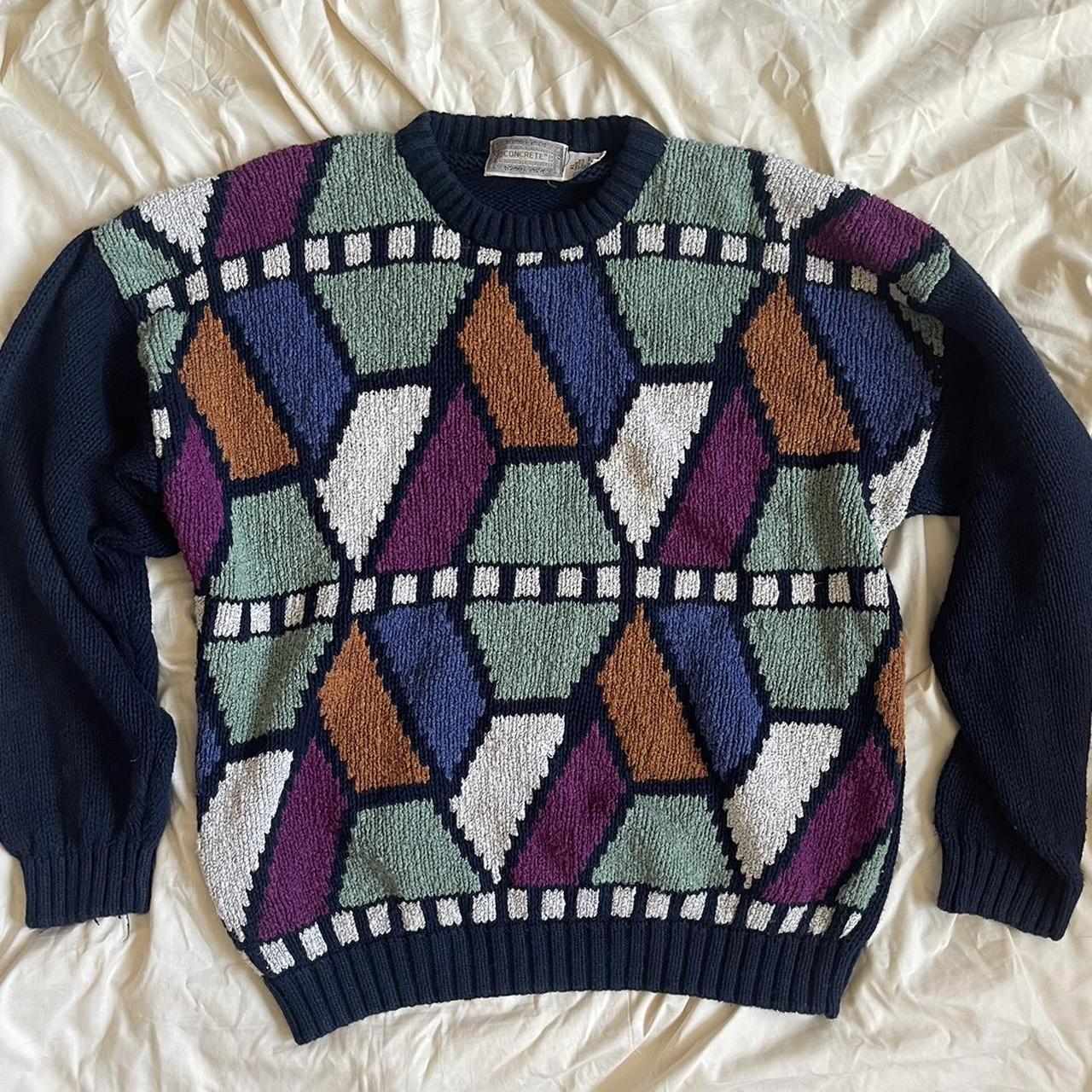 Vintage 90s Concrete Mix Mens Knit store Sweater Sz XL