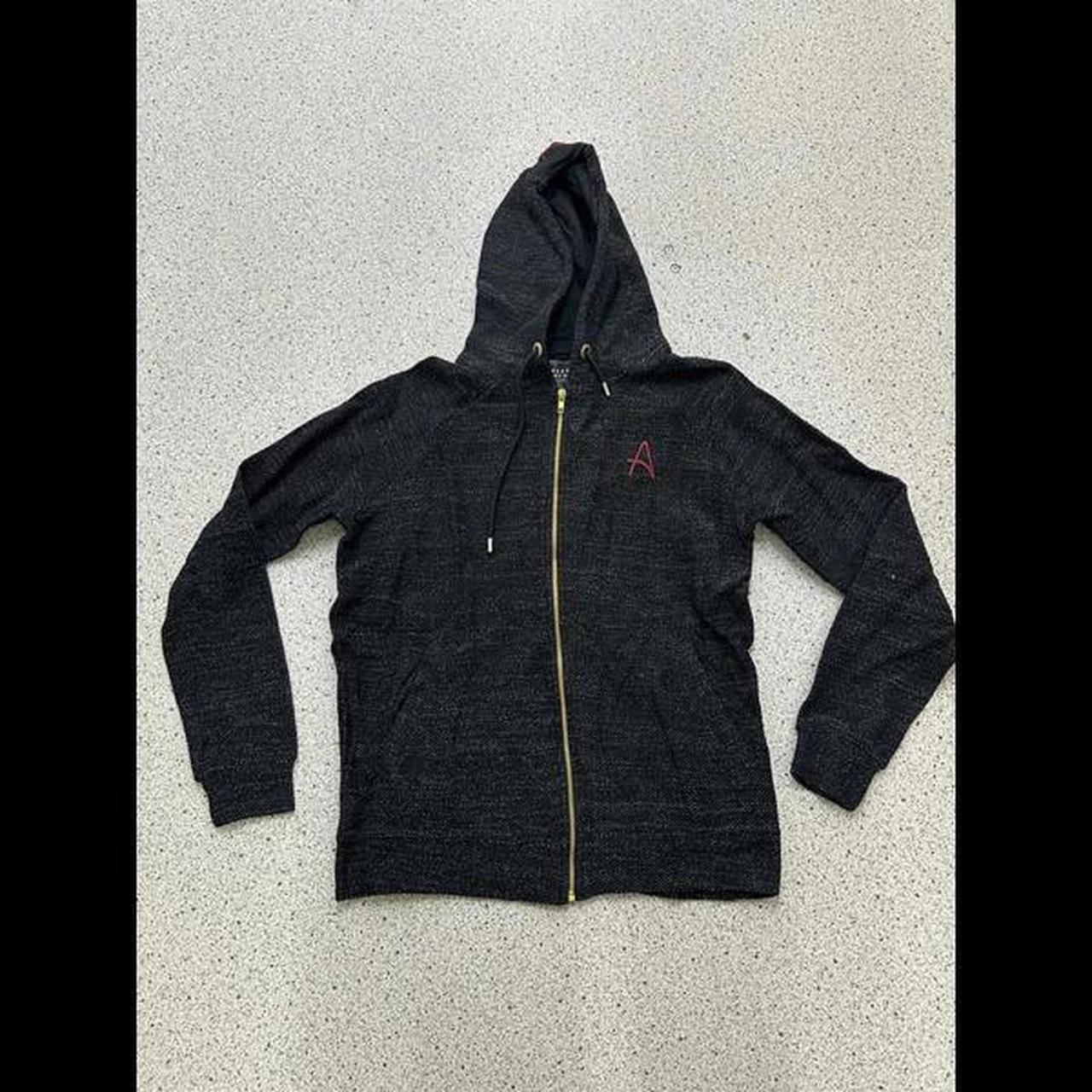 Aces couture black knit gold zip up hooded top. Depop