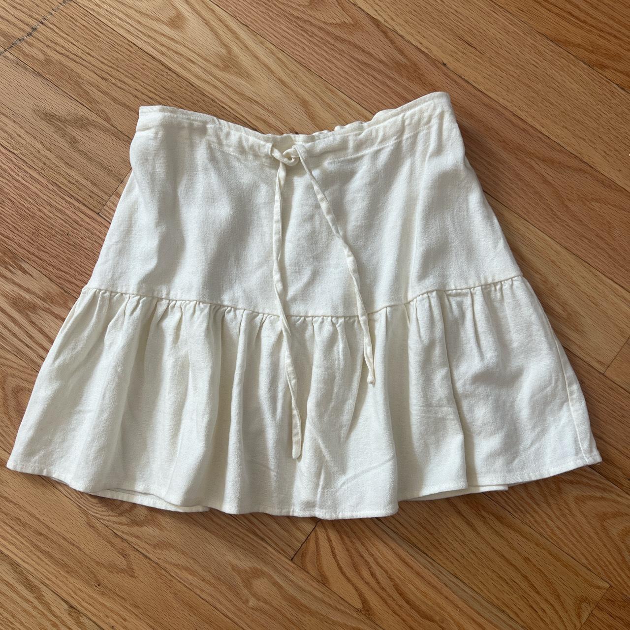 Brandy Melville Kenzie Ivory Summer Ruffle Skirt I... Depop