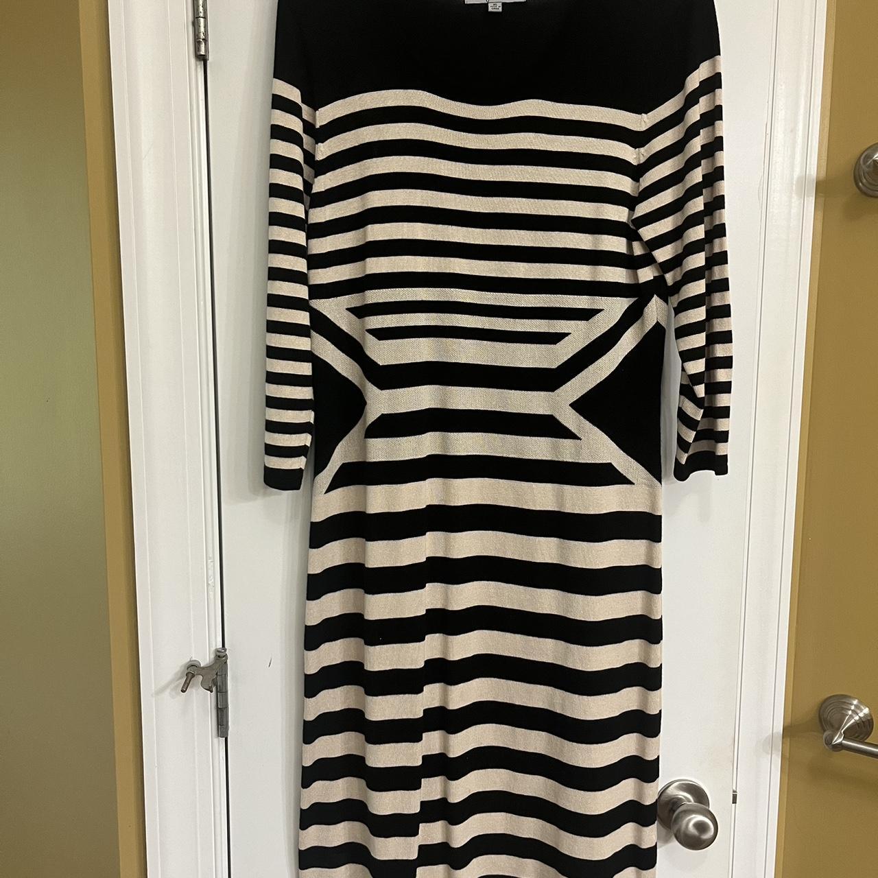 Danny Nicole Black Beige Striped Sweater Dress XL. Depop