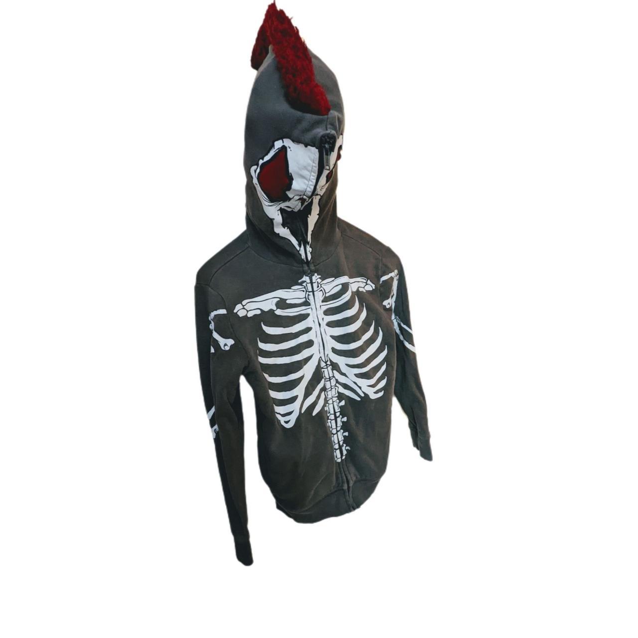 Tony Hawk Skeleton Zip-Up Hoodie With Red Mohawk For | Depop