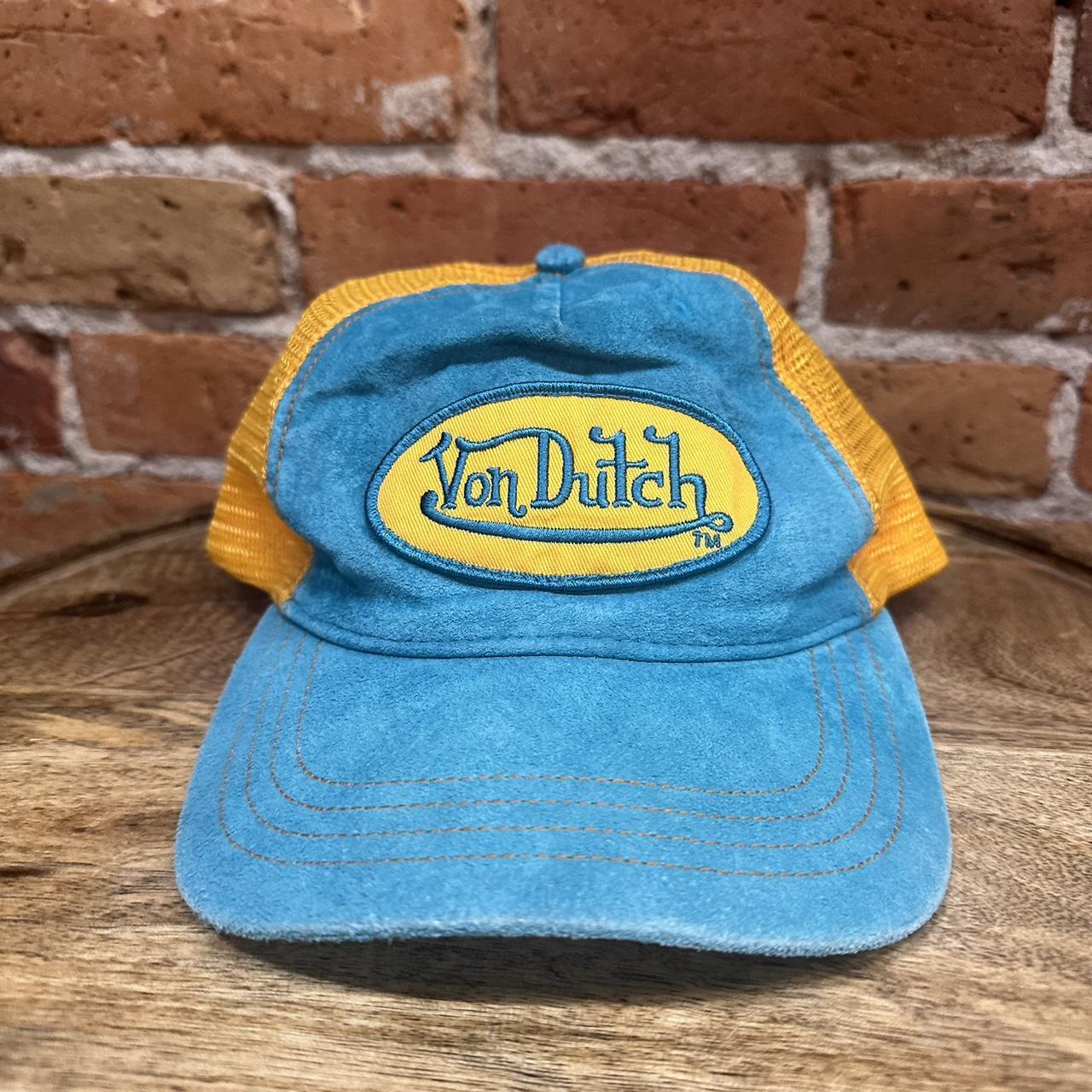 Leather / mesh Von Dutch snap back cap. #vondutch... - Depop