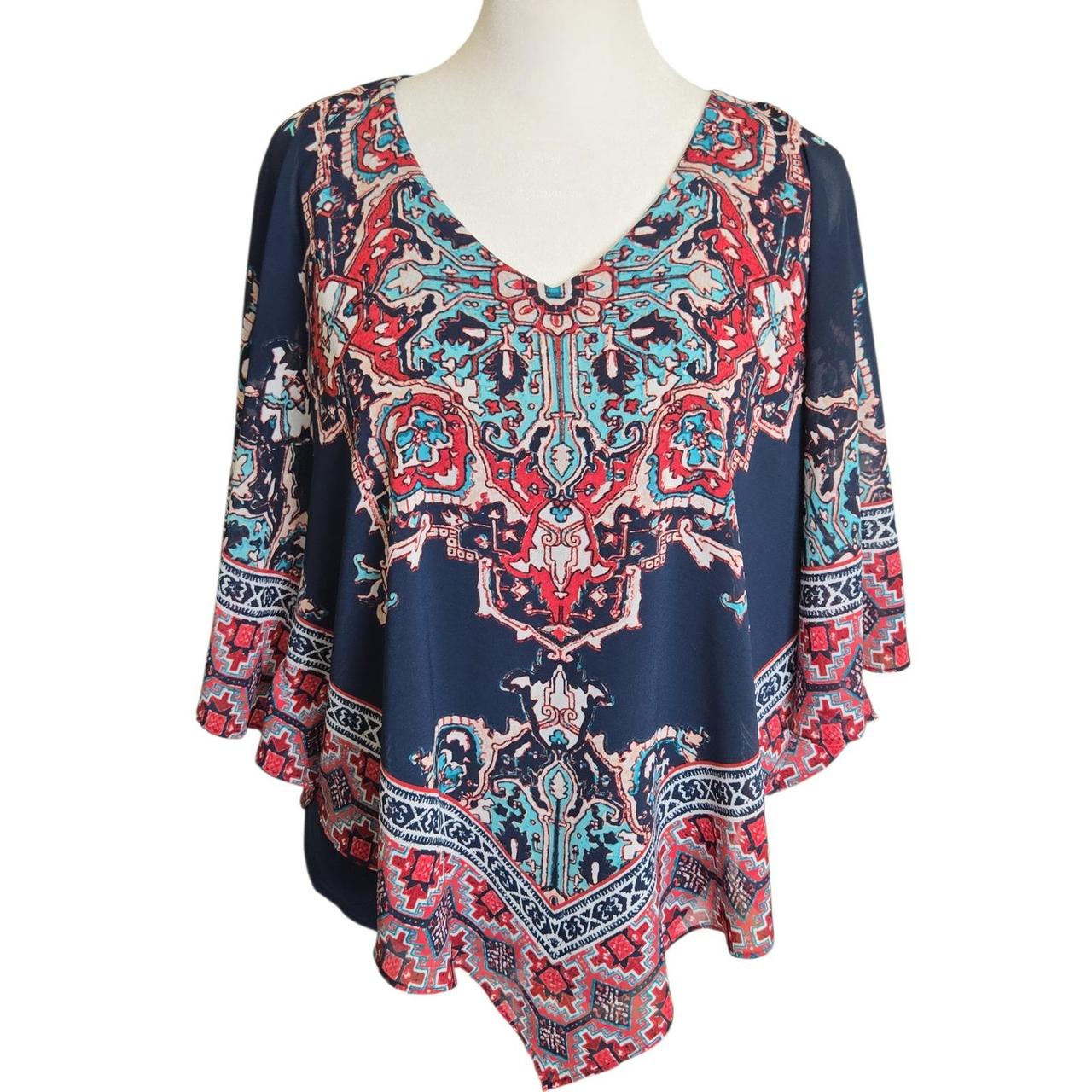Ruby Rd. Women's Blouse - Blue/Red - L – Ruby Rd … - image 1