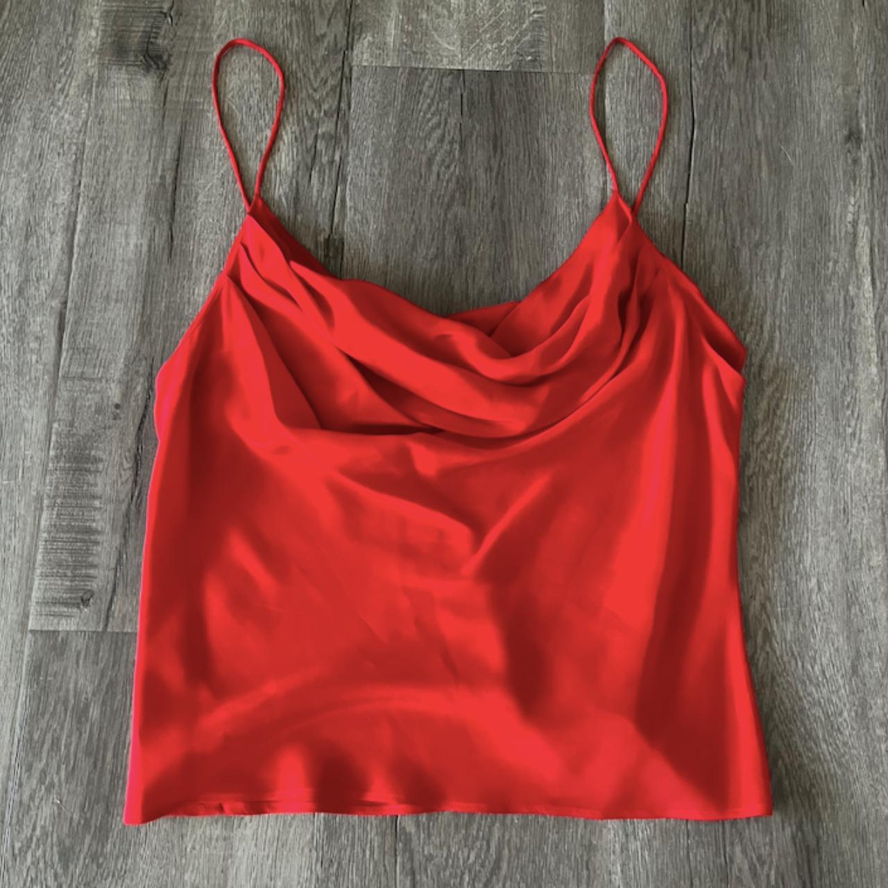 90S RED 100% SILK COWL NECK TANK Buy 2 get 1 free!... - Depop