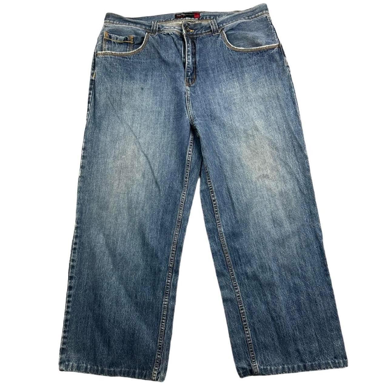 90s anchor blue “BEYOND BAGGY” Pants Vintage 90's y2k Anchor Blue Beyond Baggy wide leg, | Depop