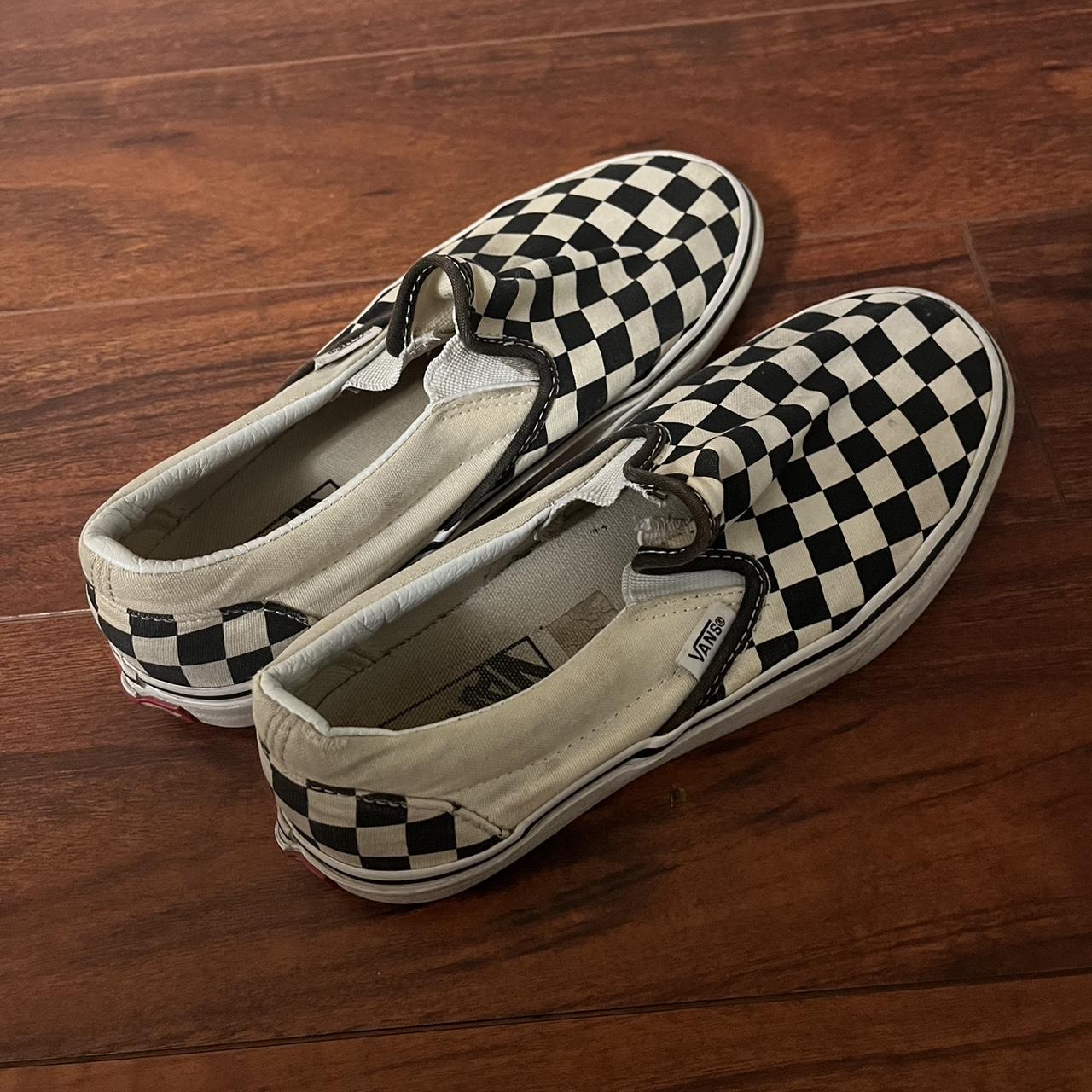 Black and white checkered vans Size 6.5 women s. Depop