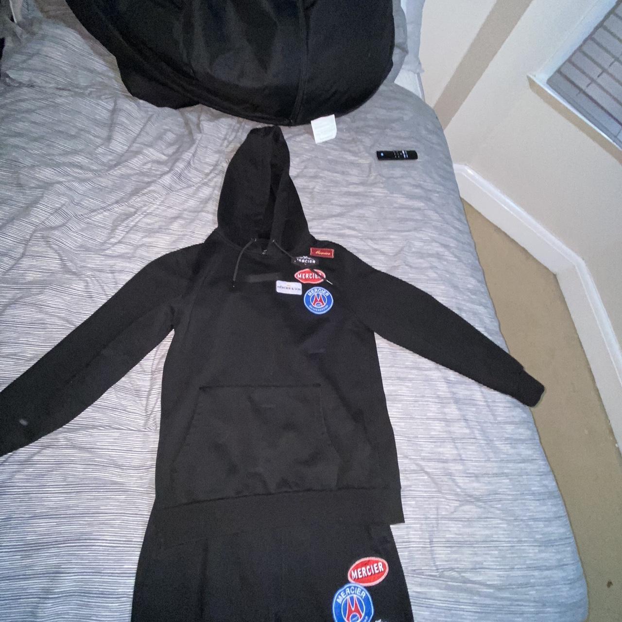 PSG black tracksuit hoodie and joggers, Hoodie