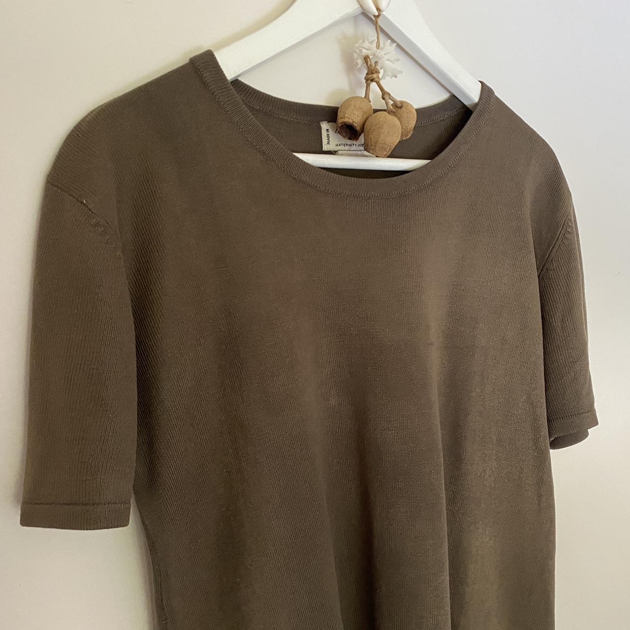 Brown knit tee Fit size 8-12 #knit#tee - Depop