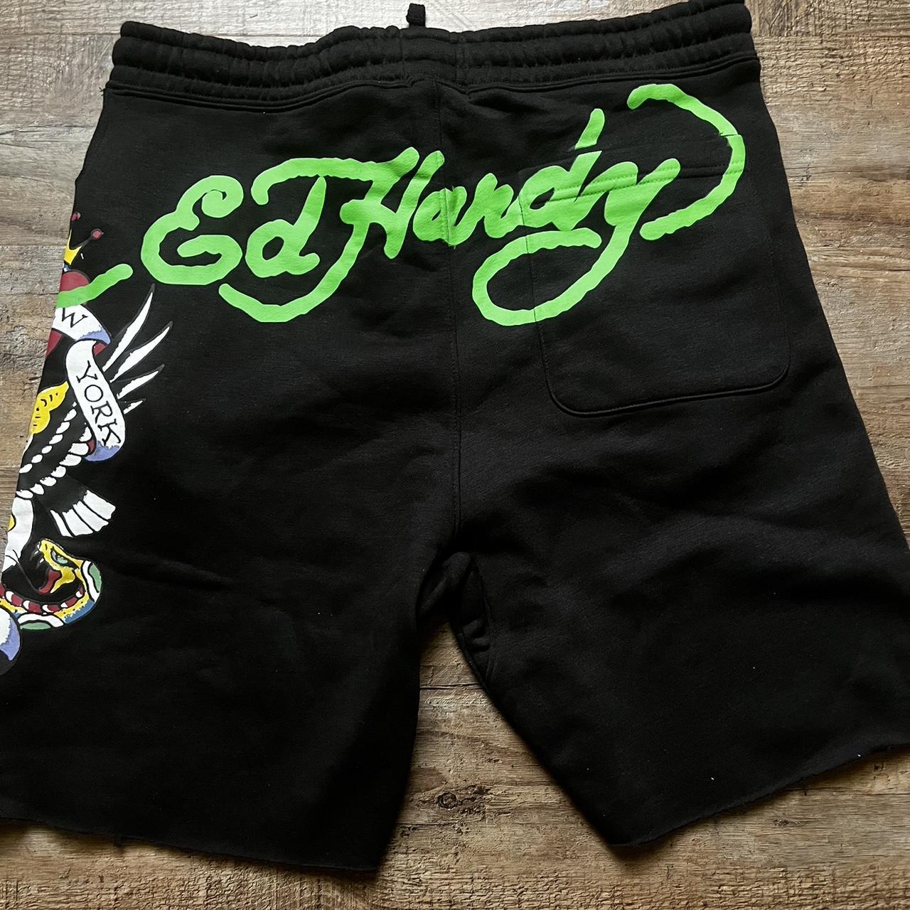 Ed Hardy's NEW YORK Fleece Shorts | Depop
