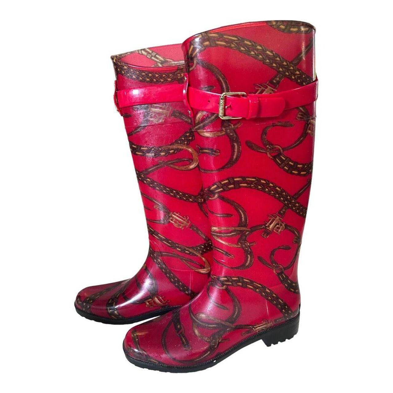 Ralph Lauren Red POLO Tall Rubber Rain Boots