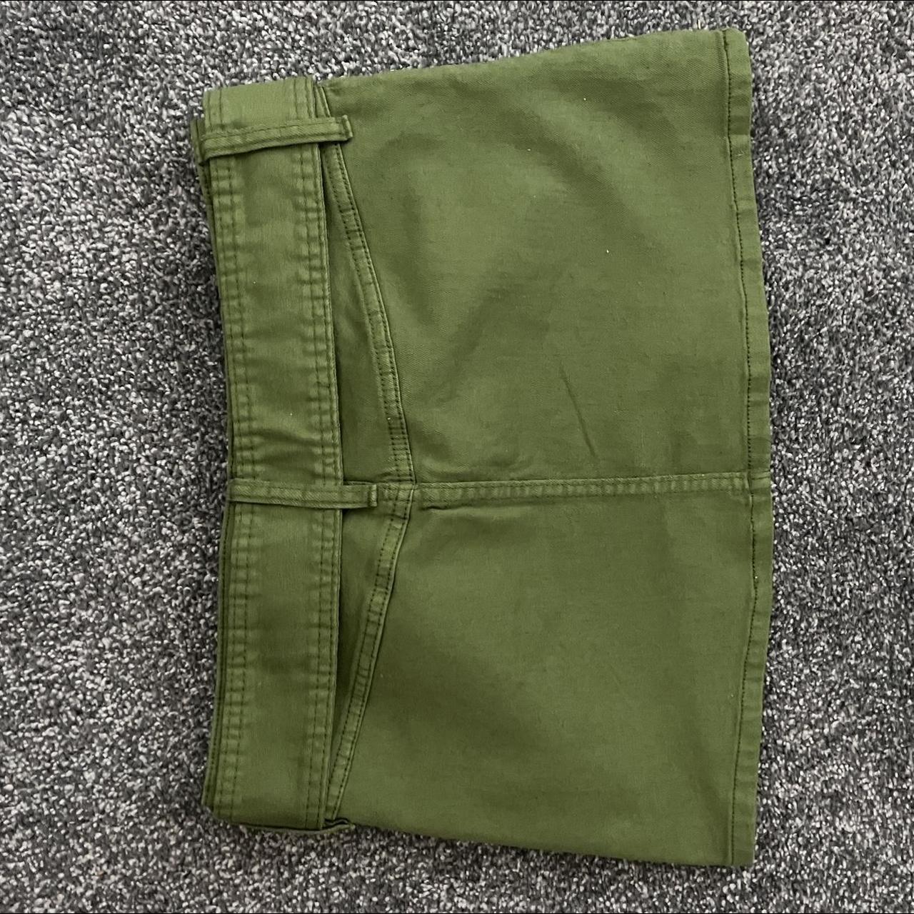 Bershka green, low waisted, mini cargo skirt so... - Depop