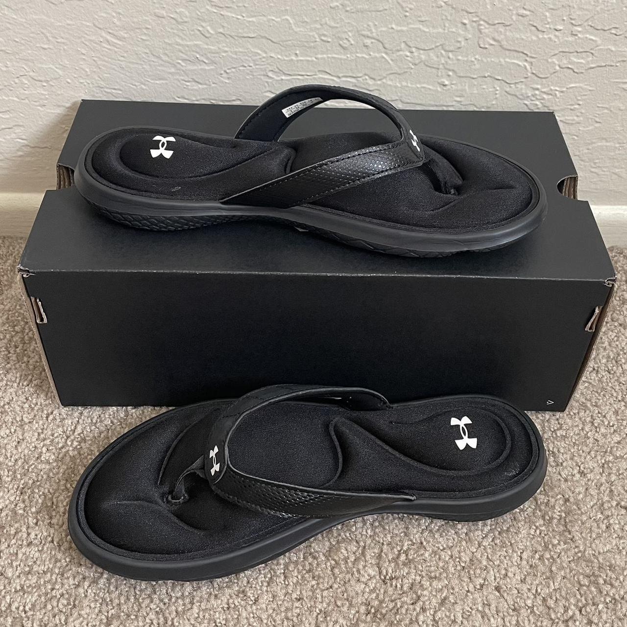 Women's black under armour flip flops hotsell