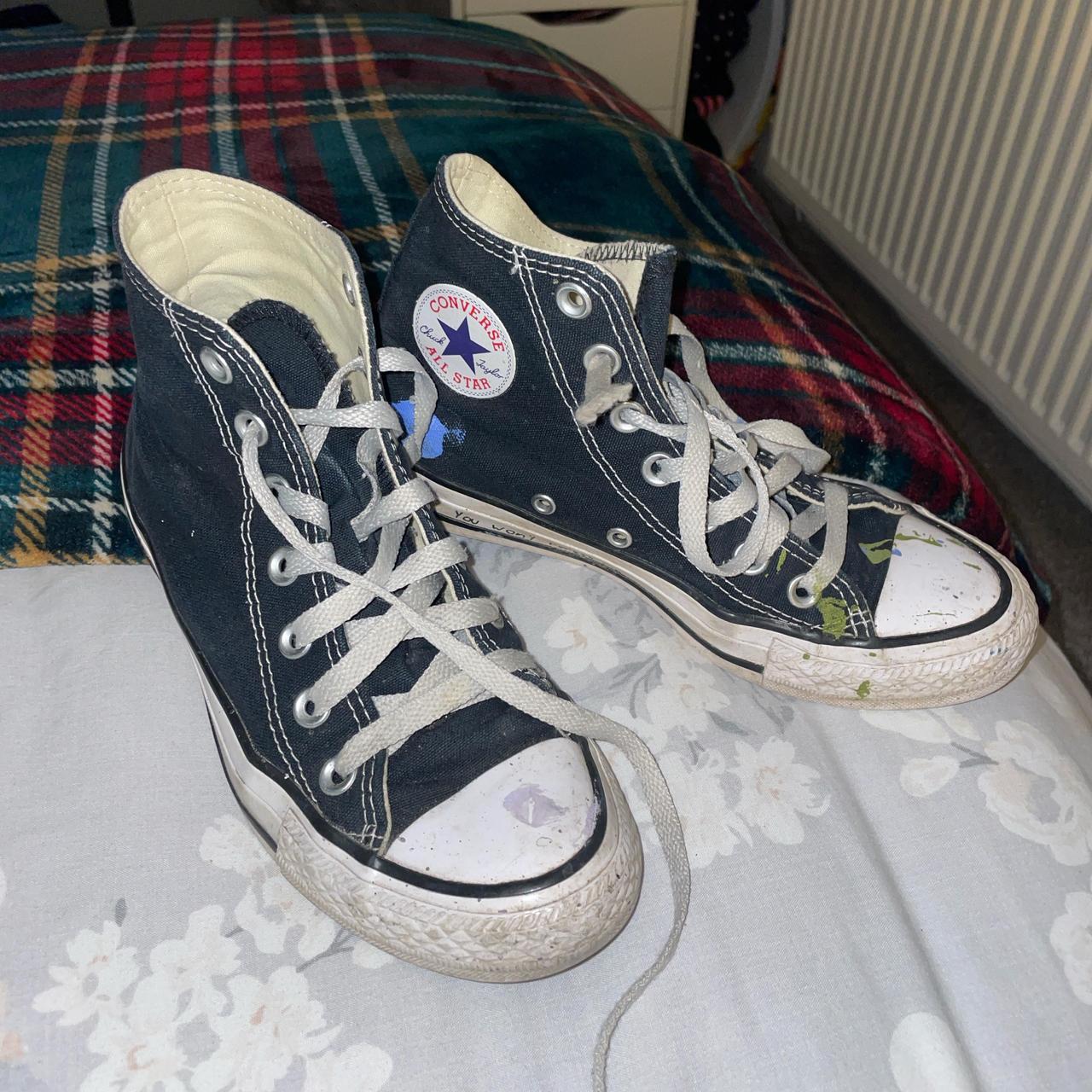 Vintage grunge black high top converse UK size