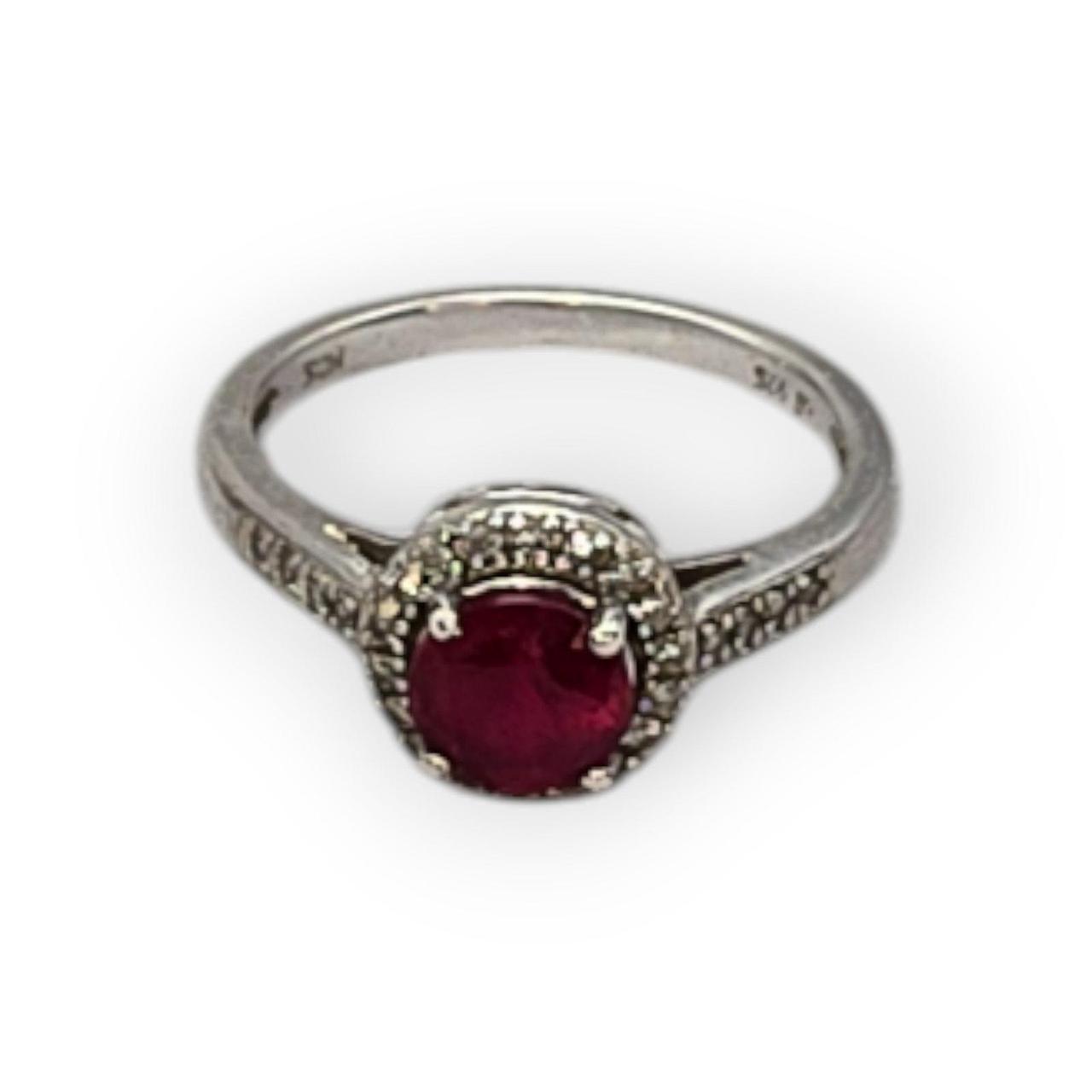 Preloved Women's Ring - Red/Silver – Ruby & Diamo… - image 2