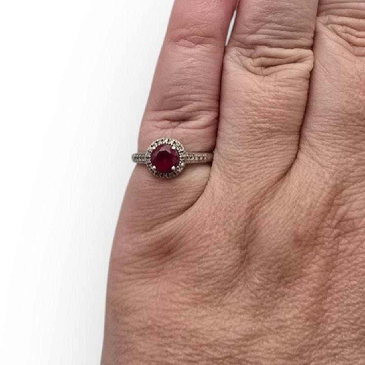 Preloved Women's Ring - Red/Silver – Ruby & Diamo… - image 1